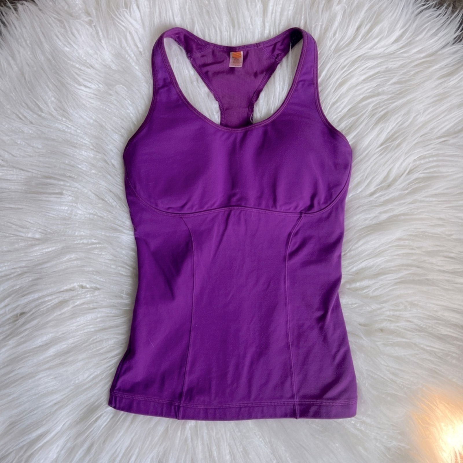 Lucy Womens Workout Top Racer Back Built In Bra Purple Size S